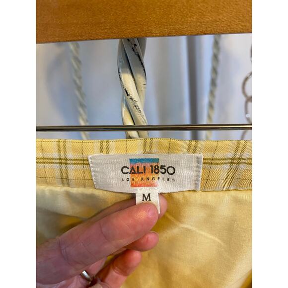 Cali 1850 Skirt Pleated Plaid Tan and Yellow Side Zip Lined Polyester Size Med - Picture 5 of 7